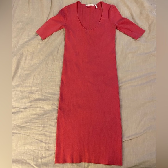 Helmut Lang Neon Link Ribbed Dress in Barbie Pink (4) - Picture 3 of 6